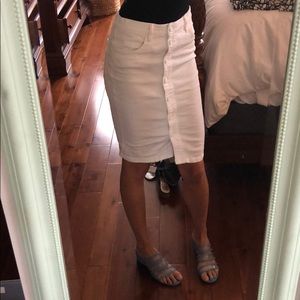 White button up knee length denim skirt all saints